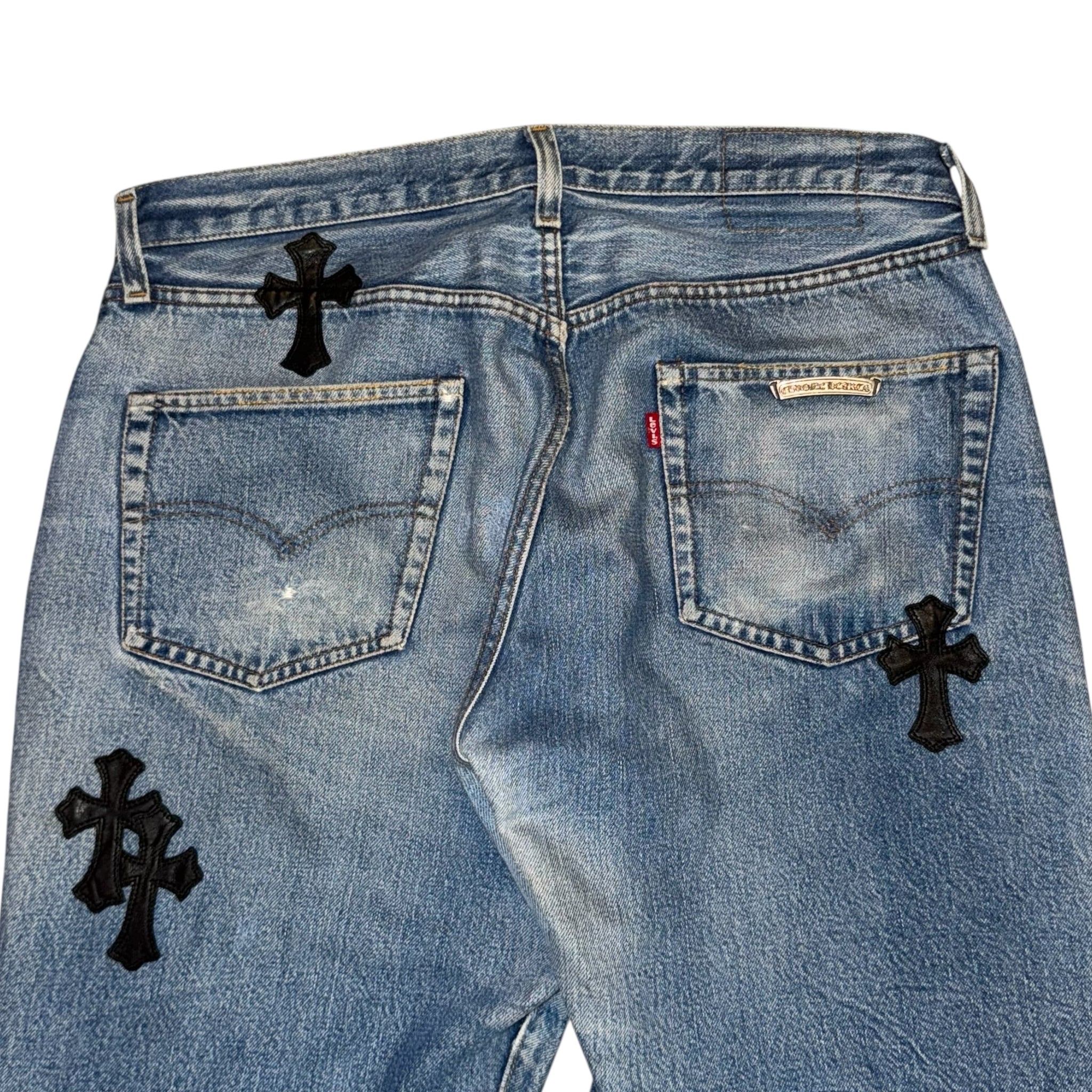 CHOME HEARTS LEVI'S Leather Cross Patch Denim Pants