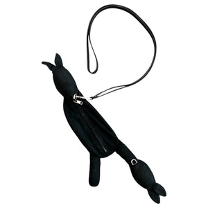 RICK OWENS Black Suede Siamese Bunny Pouch