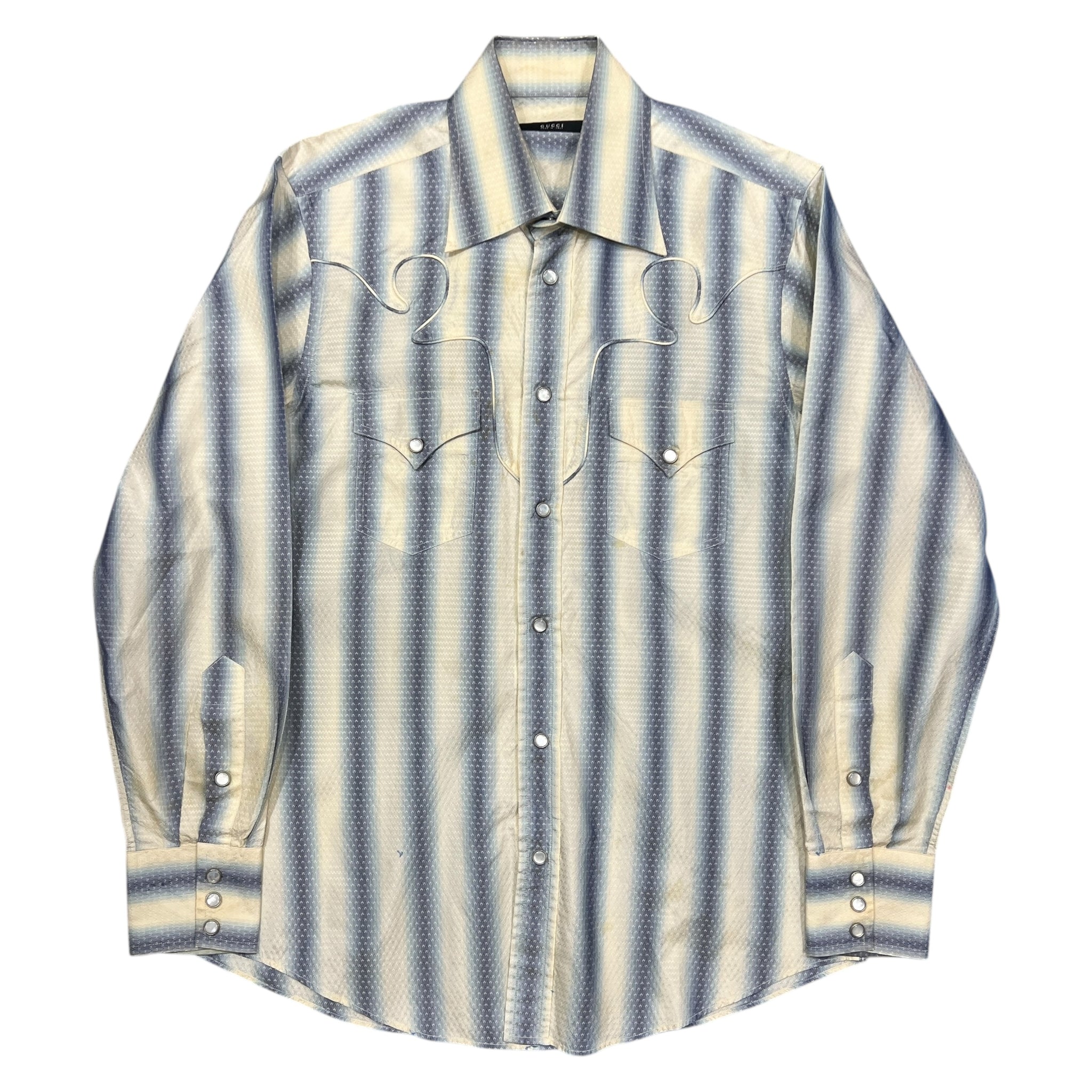 GUCCI ウエスタンシャツ トムフォード GUCCI TOM FORD Stripe Silk Western Shirts – SEVENSTARCLOTHING