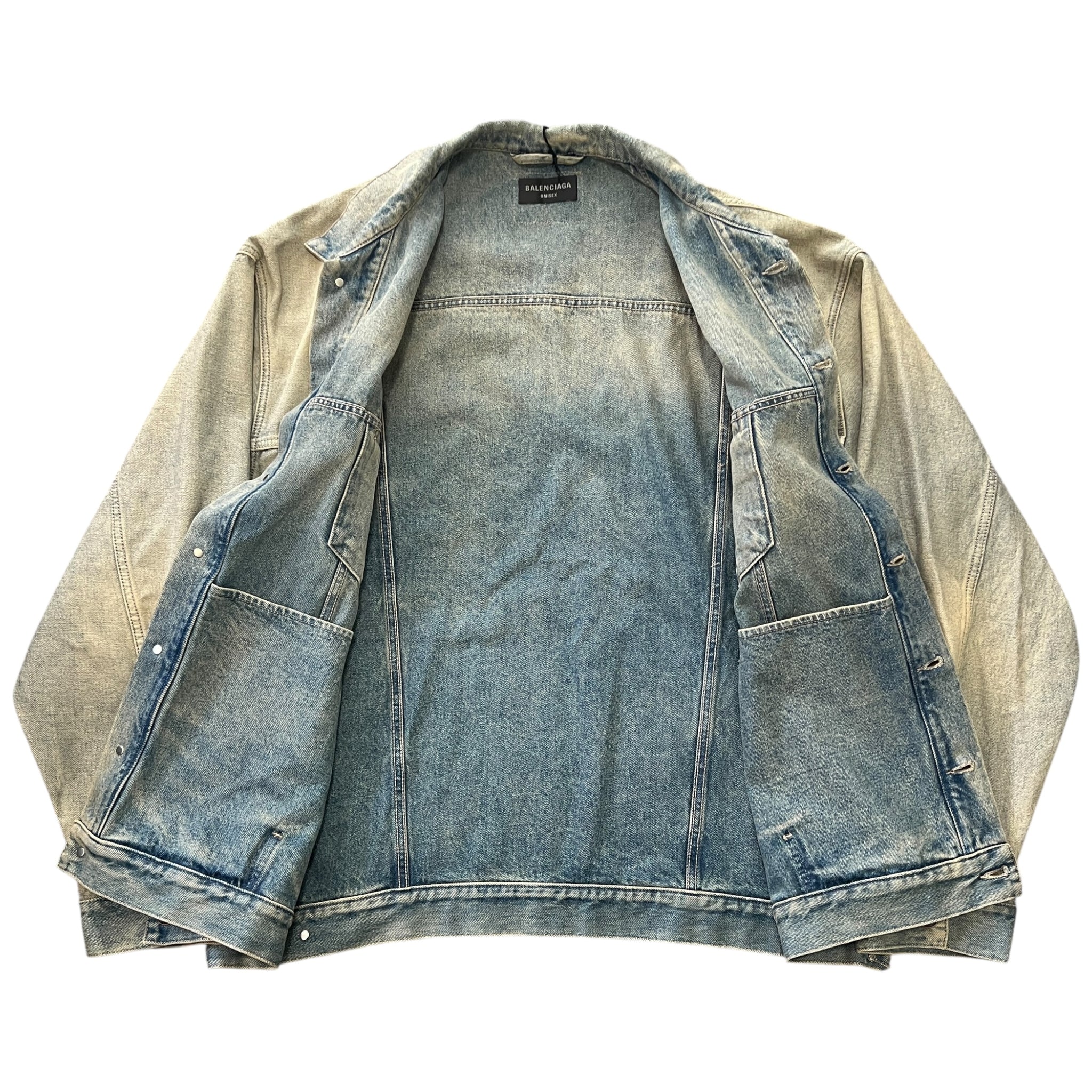 BALENCIAGA 2024SS Inside-Out Oversized Organic Light Indigo Denim Jacket