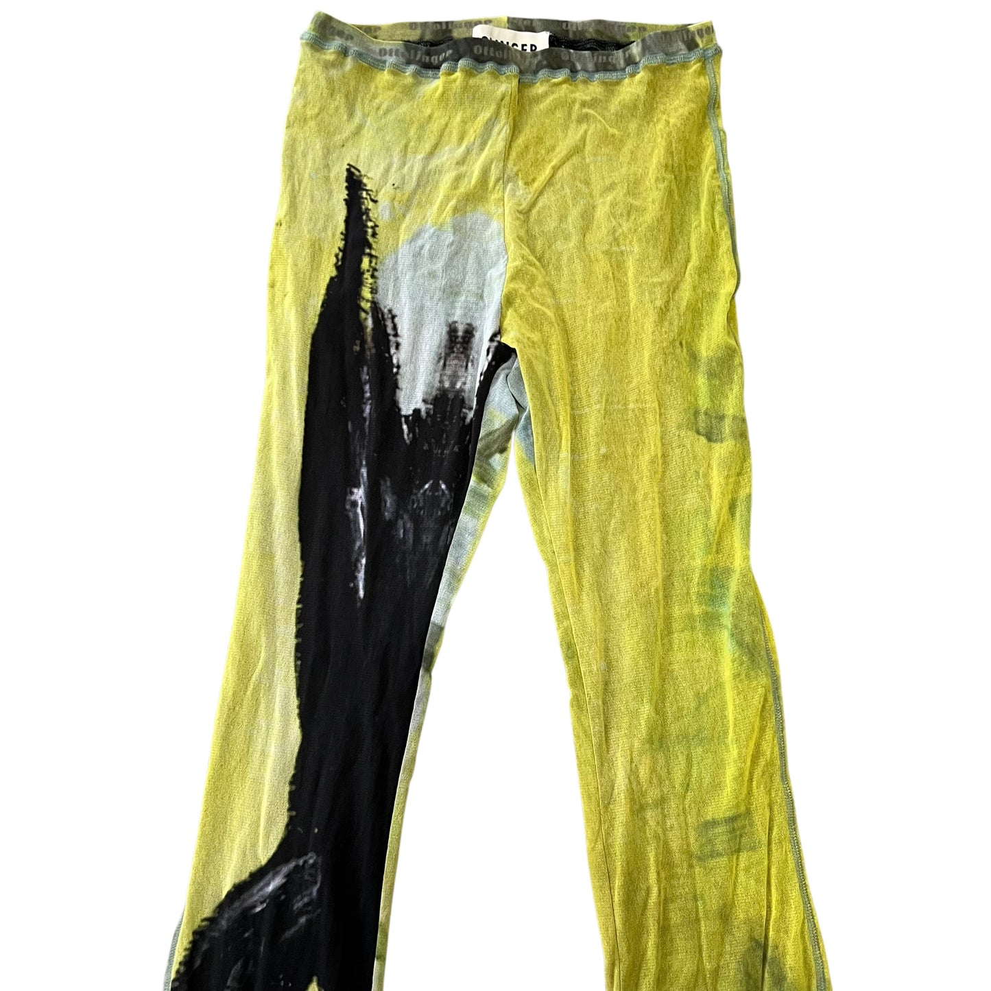 OTTOLINGER Graphic Pattern Yellow Nylon Mesh Leggings