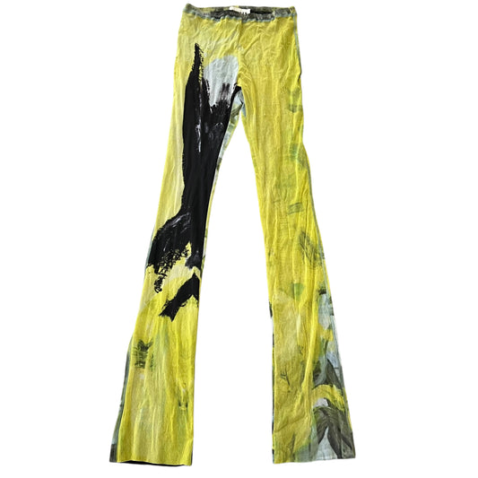 OTTOLINGER Graphic Pattern Yellow Nylon Mesh Leggings