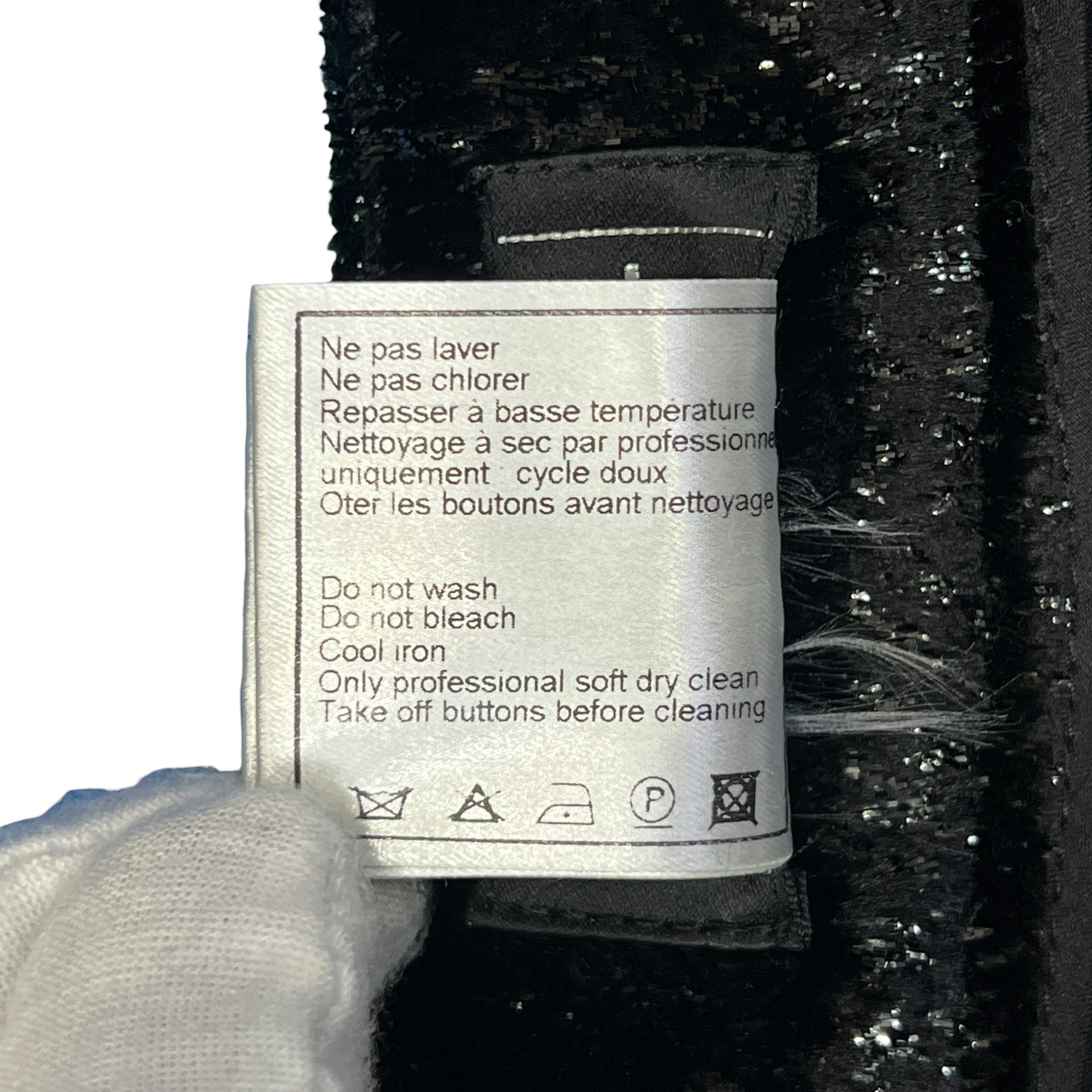 CHANEL 2004 Karl Lagerfeld Lurex Black Houndstooth Trousers