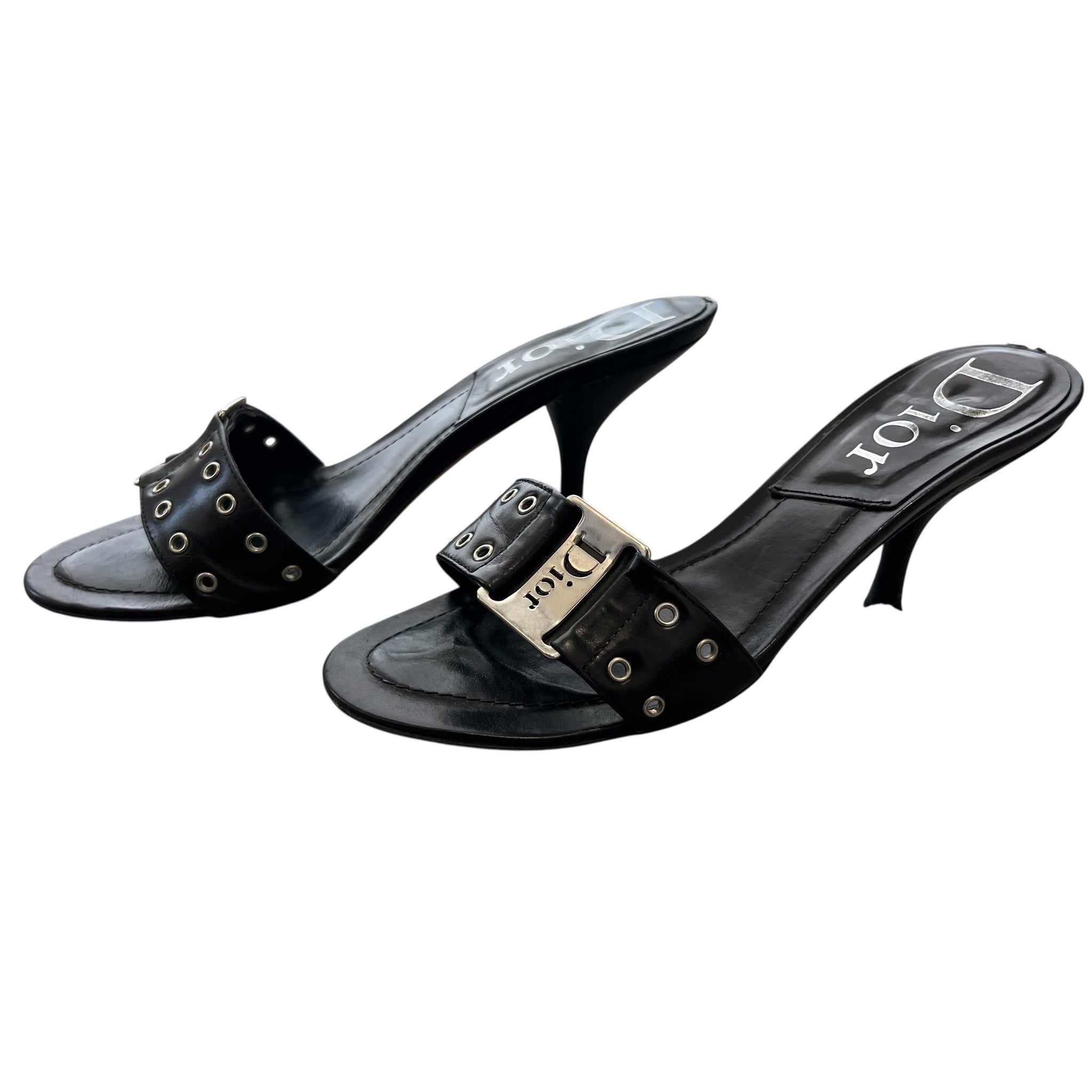 Chirstian Dior John Galliano Street Chic Metal Logo Plate Mule / Heel sandal