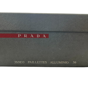 PRADA SPORT “PAILLETTES ALLUMINIO” Silver Sequin Slip-On Loafers (Linea Rossa)