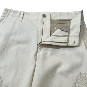 ETRO Floral Cutwork Embroidered Cotton Pants Ivory