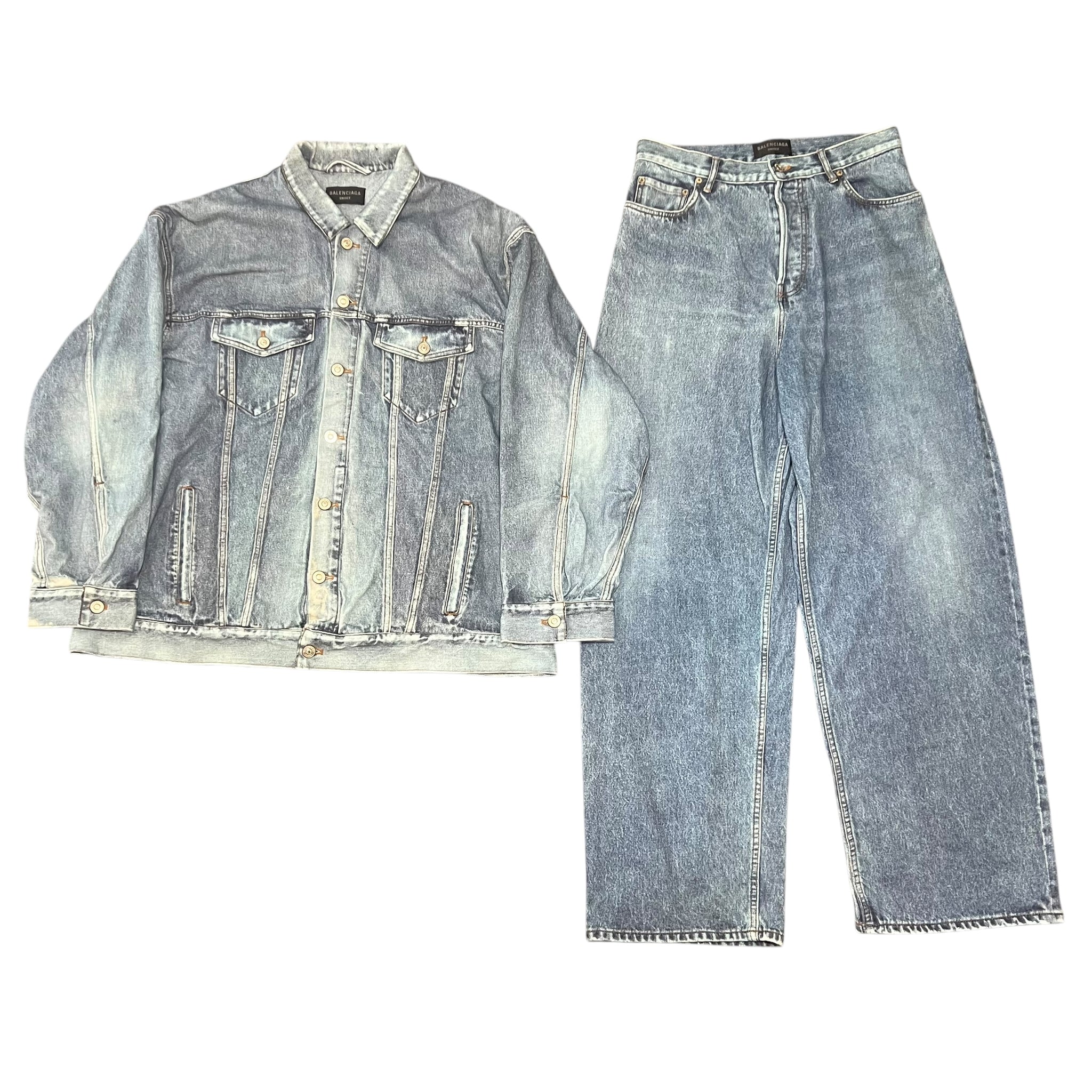 BALENCIAGA 2022AW Trompe l'œil heavy cotton jersey denim jacket