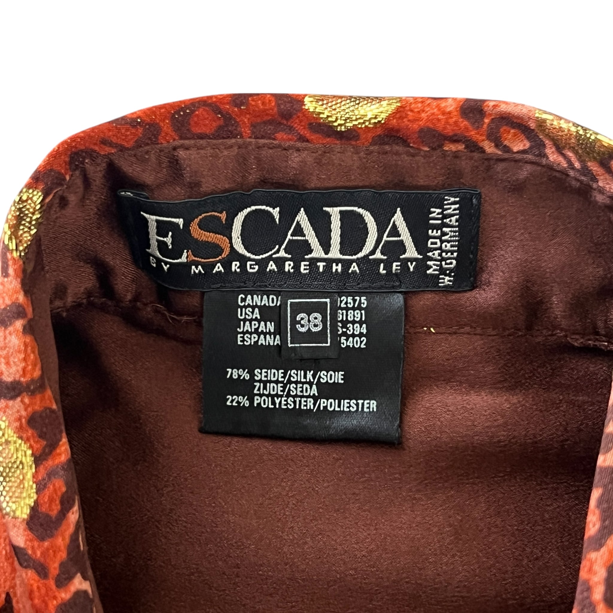 ESCADA ヴィンテージ シルク メタリックレオパード プリント シャツ