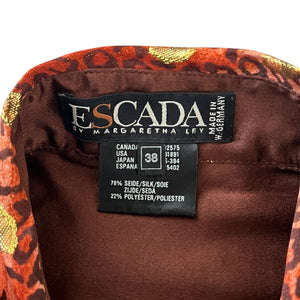 ESCADA ヴィンテージ シルク メタリックレオパード プリント シャツ