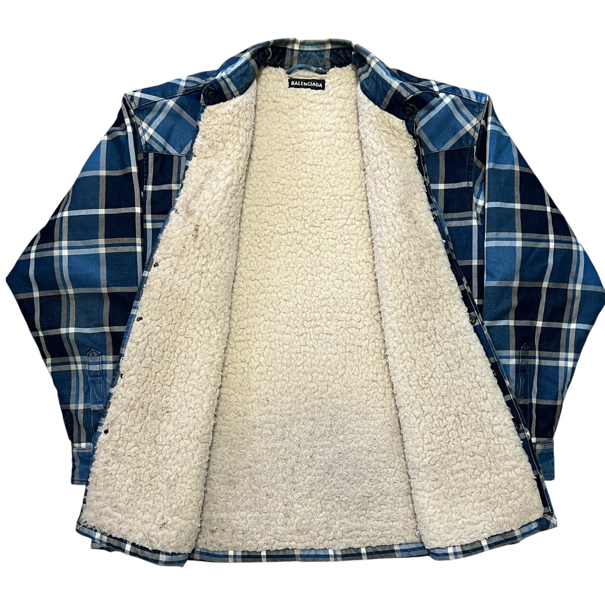 BALENCIAGA 2019AW Oversized Shearing Check Shirts Jacket