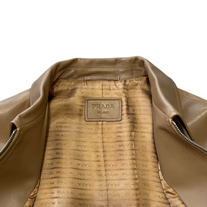 PRADA 2024AW RAF SIMONS Caramel Oversized Nappa Leather Bomber Jacket