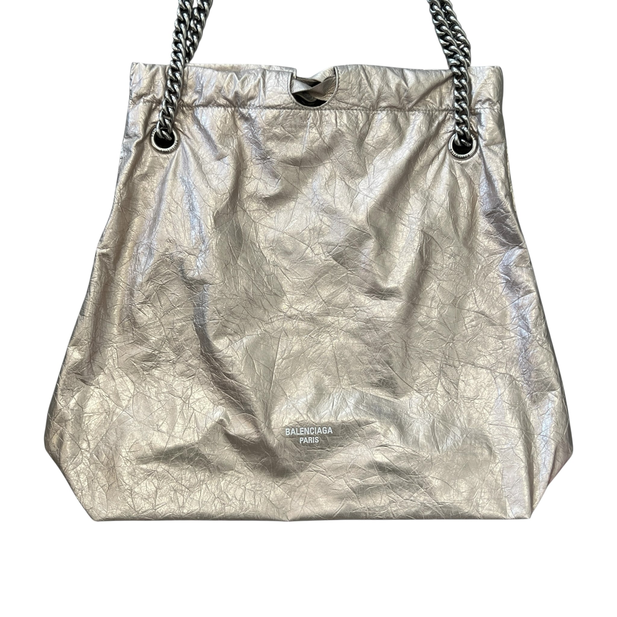 BALENCIAGA クラッシュ スモール チェーンショルダーバッグ メタリックシルバー