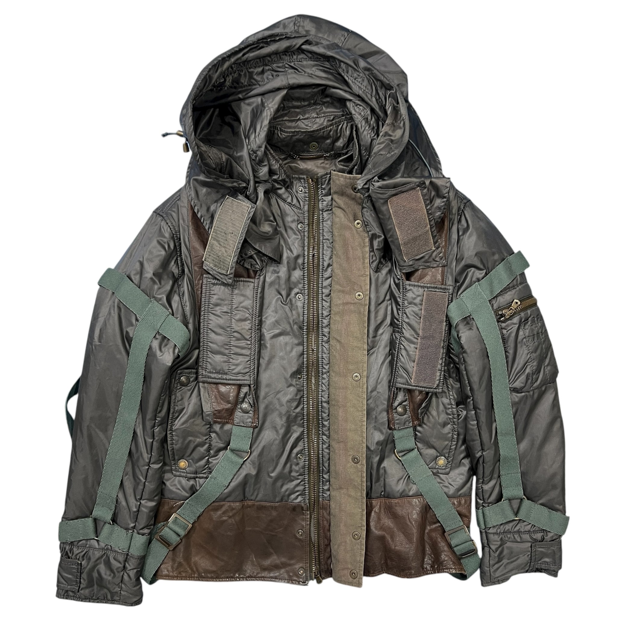 DOLCE&GABBANA 2003AW Bondage Harness Leather Nylon Zip-Up Jacket