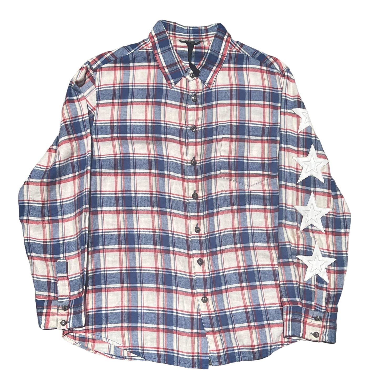 CHROME HEARTS STAR PATCH FLANNEL SHIRTS WITH SILVER BUTTON