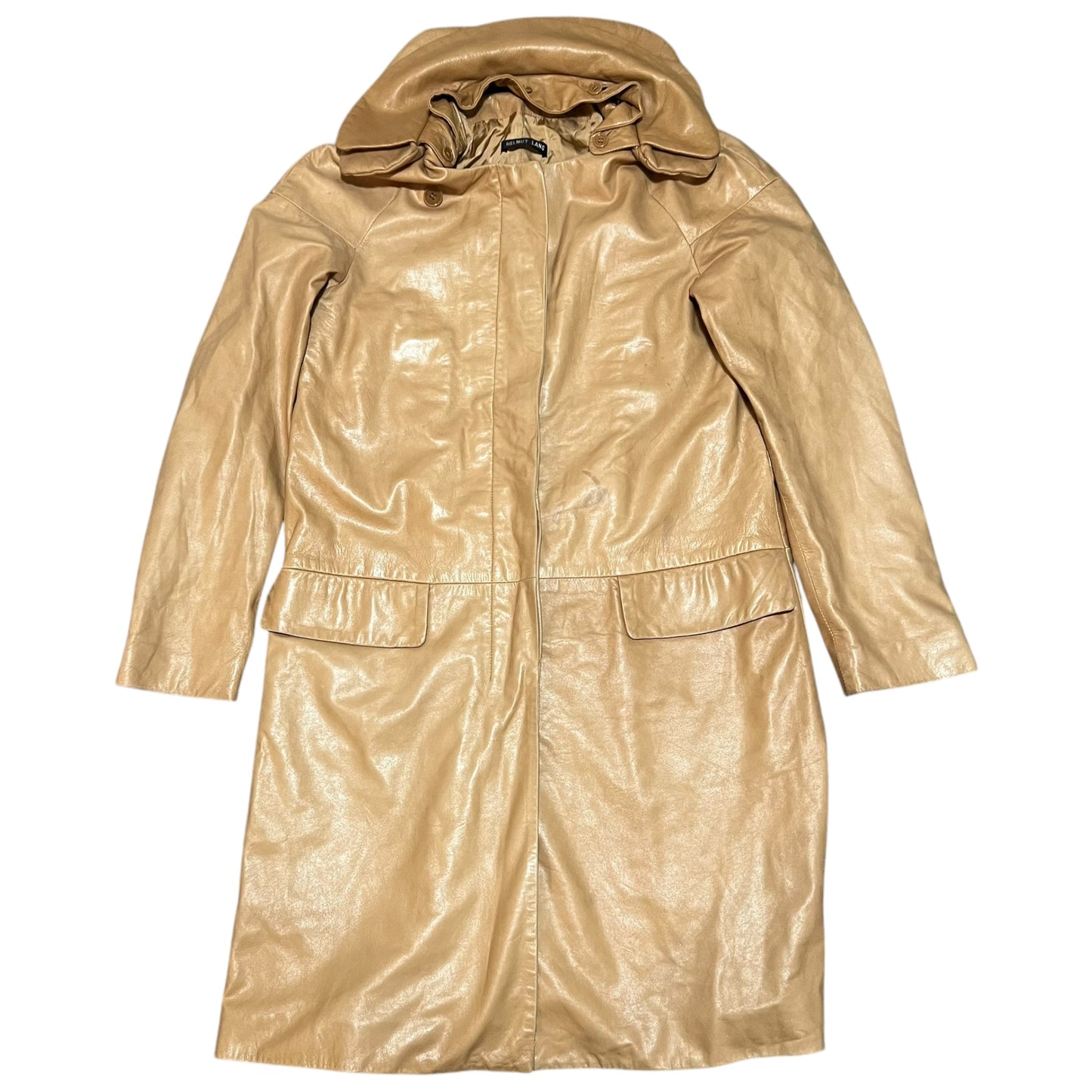 HELMUT LANG Lambskin Leather Pillow Collar Coat