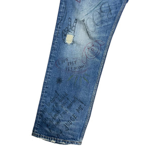 BALENCIAGA 2022AW DISTRESSED HEM GRAFFITI JEANS