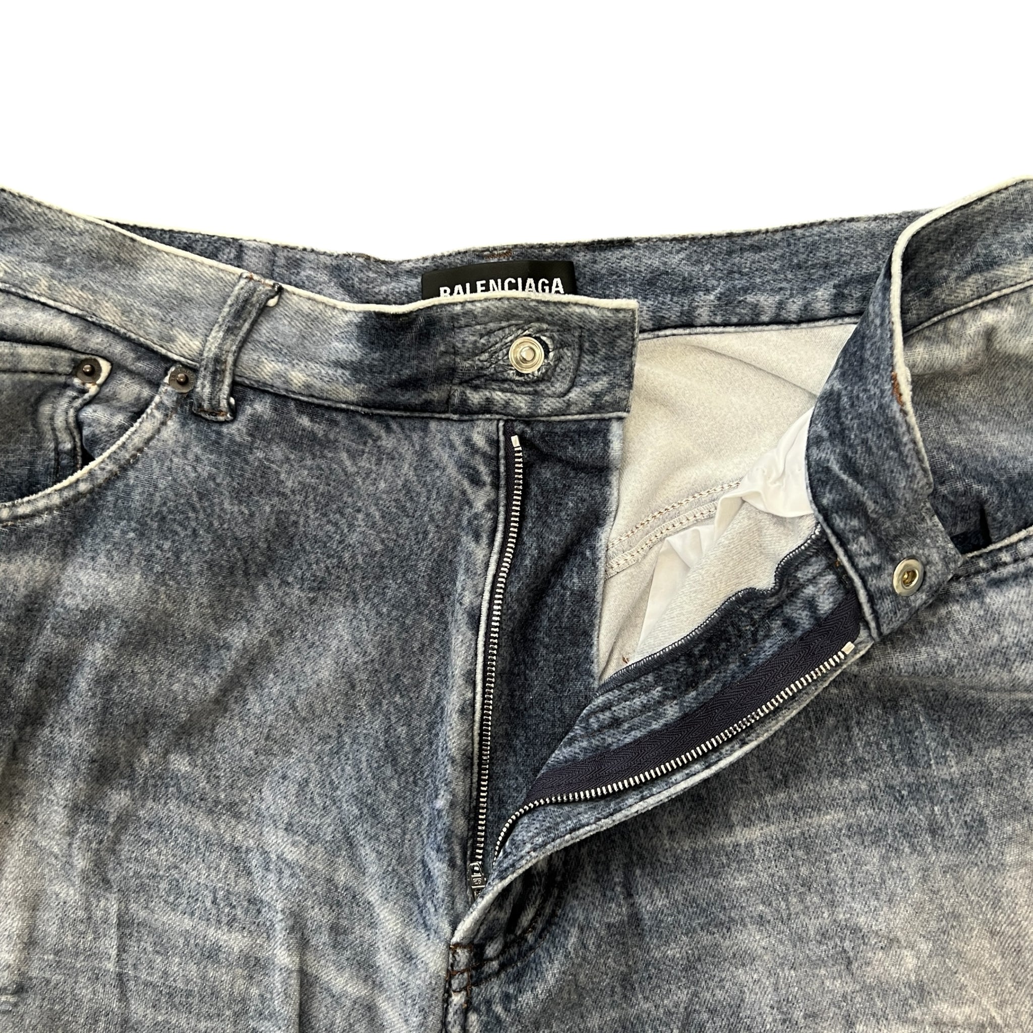 BALENCIAGA 2021 Winter Trompe-l'oeil Velours Damage Denim Pants