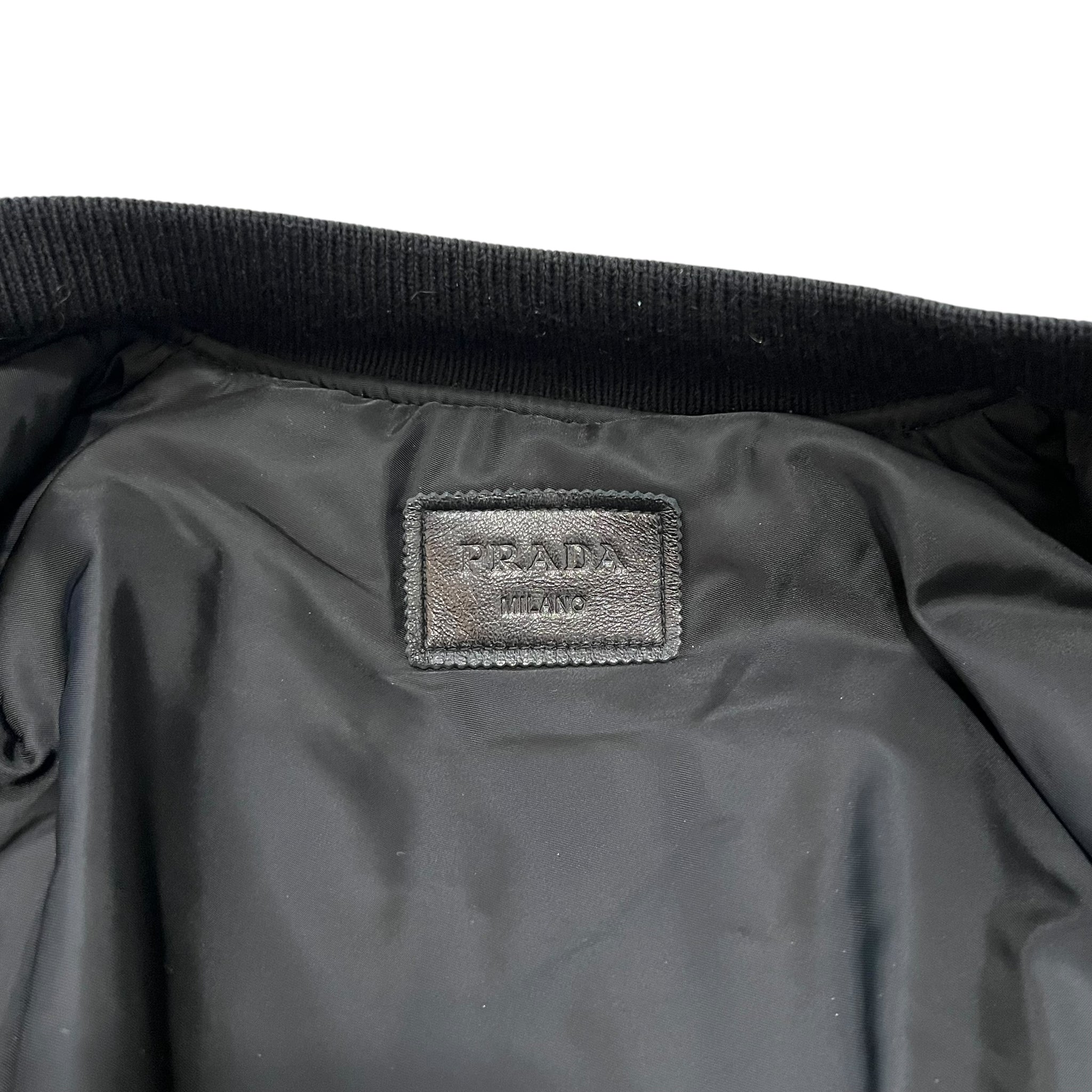 PRADA Raf Simons 21AW Rum Skin Triangle Nappa Leather Oversized Bomber Jacket