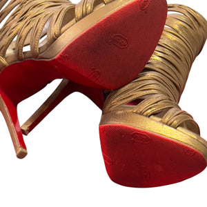 Christian Louboutin Metallic Bronze Leather Tinazata Cutout Sandals