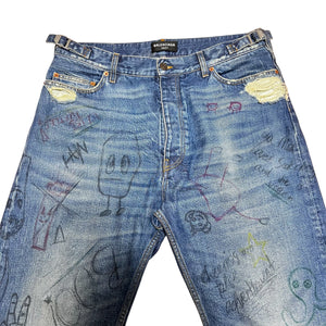 BALENCIAGA 2022AW DISTRESSED HEM GRAFFITI JEANS