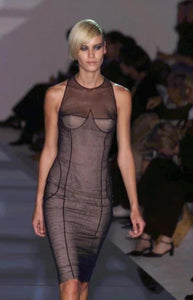 GUCCI By TOM FORD 2001SS Runway Mesh Corset Bodycon Dress