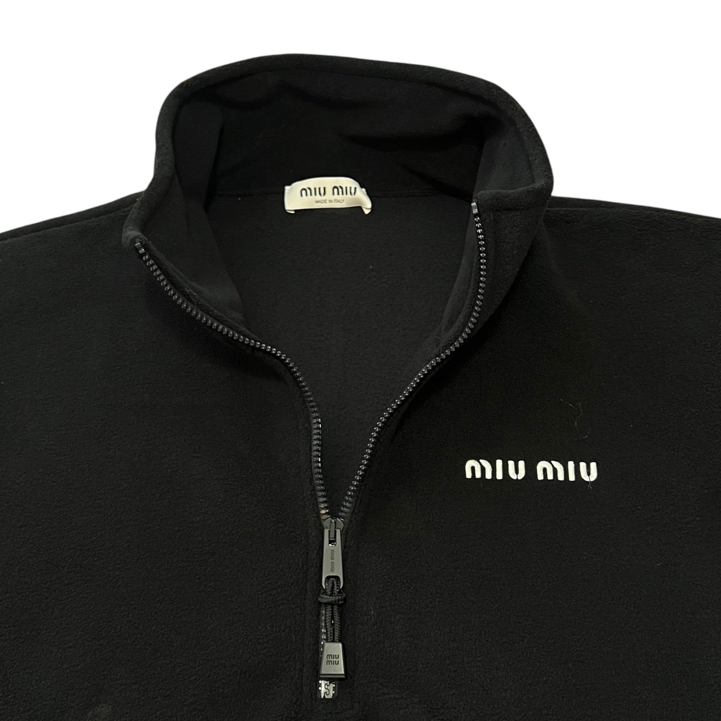 MIU MIU 2024AW Logo Half Zip Fleece Sweat