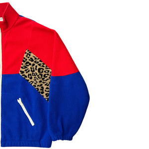 CELINE 2021SS HEDI SLIMAME THE DANCING KID Color Block Leopard Fleece Jacket