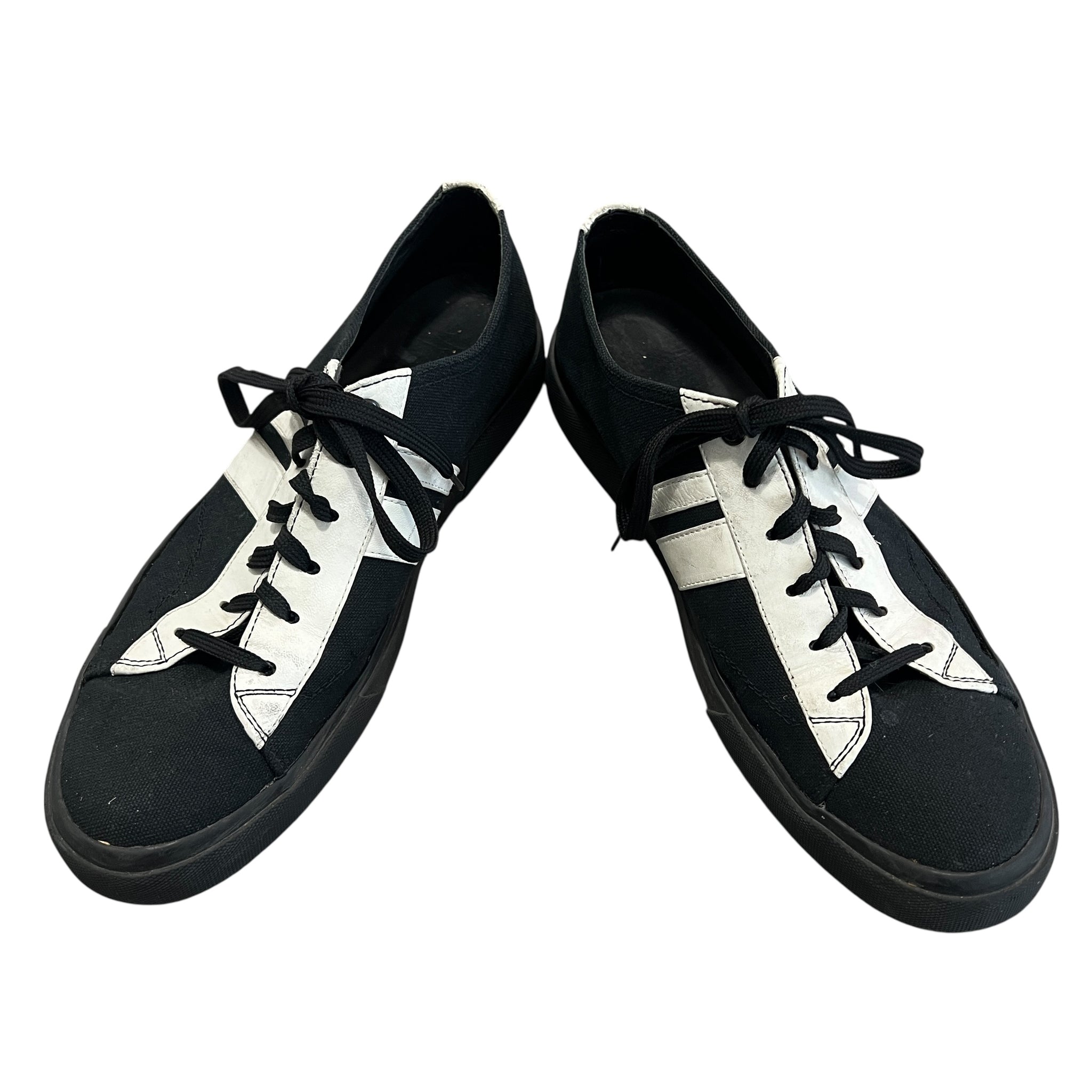 HELMUT LANG 1998 Canvas and Leather Combination Sneakers Black