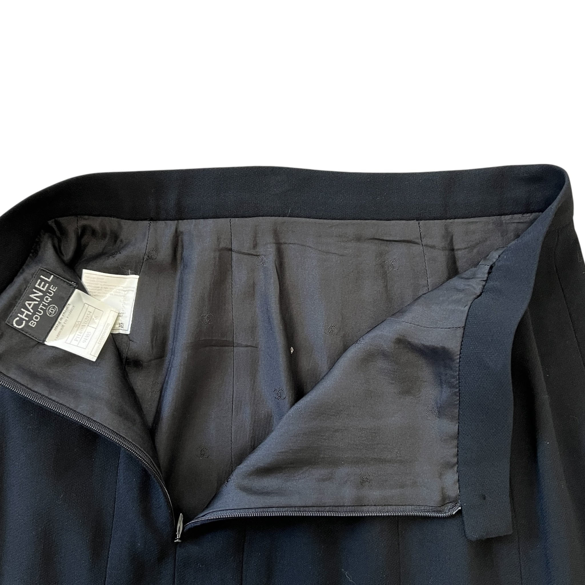 CHANEL Coco Button Wool Skirt
