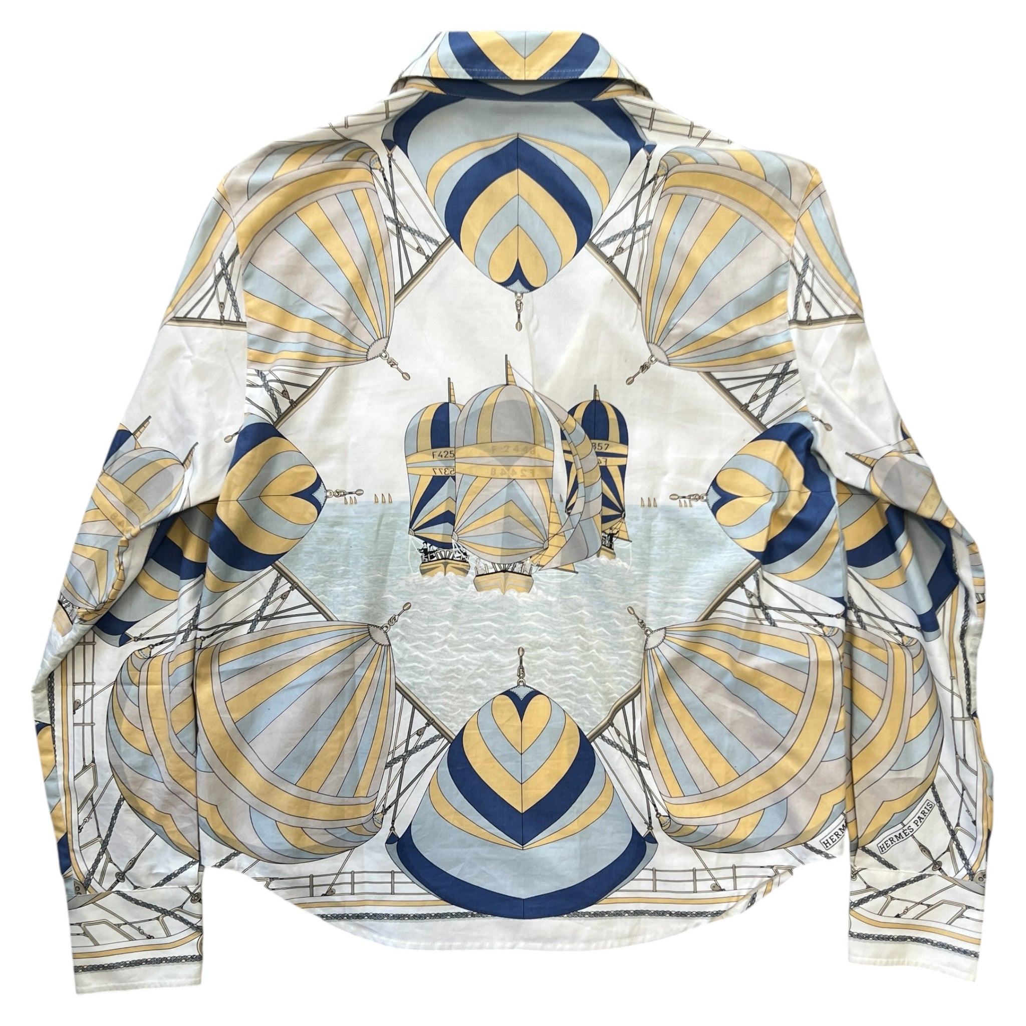 HERMES Margiela Vintage Silk Yacht Shirt with Star Mark Tag