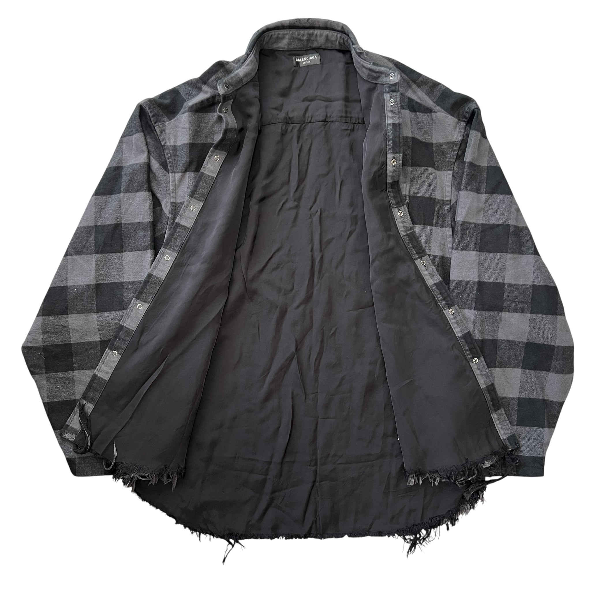 BALENCIAGA 2022SS ディストレス オーバーサイズ バッファローチェック ラインドシャツジャケット