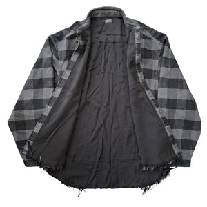 BALENCIAGA 2022SS ディストレス オーバーサイズ バッファローチェック ラインドシャツジャケット