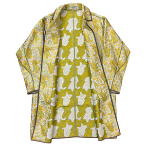 PRADA 2003SS “Brocato Bouquet” Yellow & Green Brocade Jacquard Coat