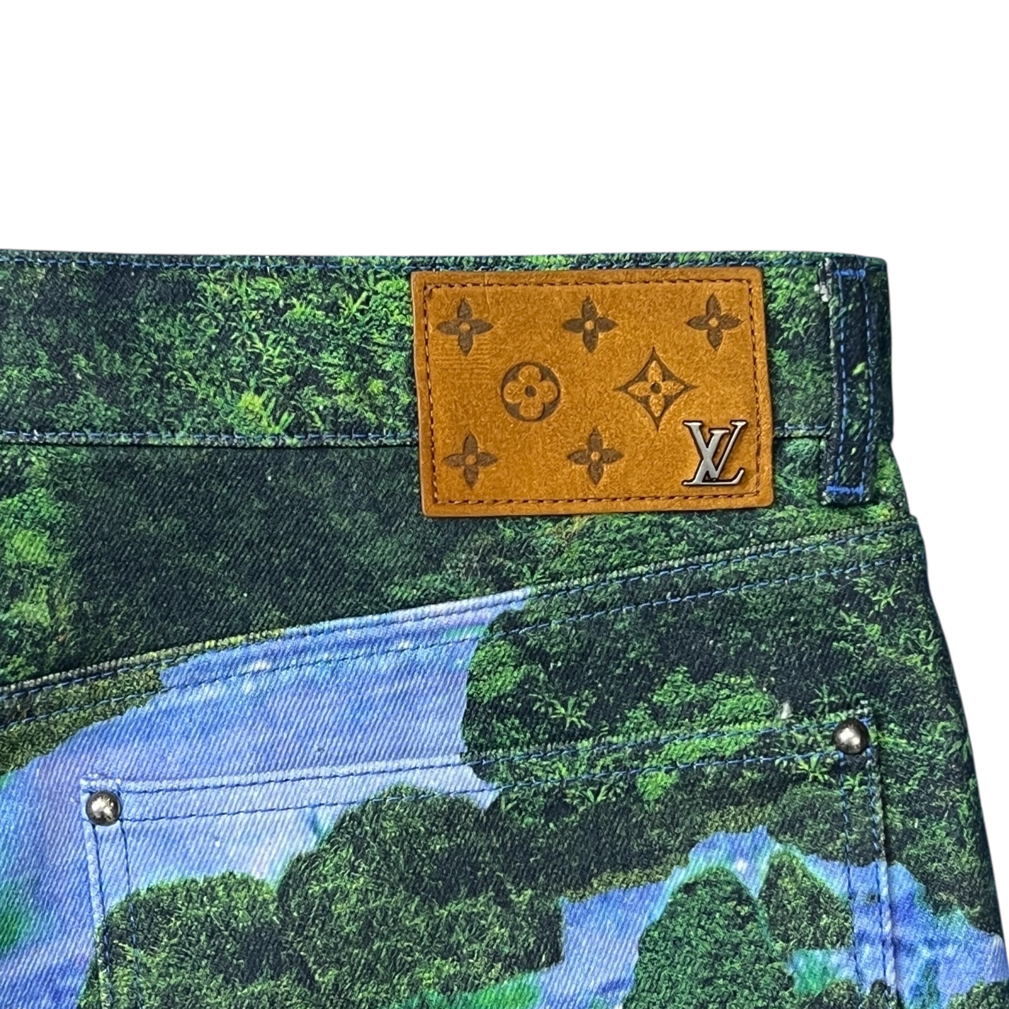 LOUIS VUITTON 2022SS Virgil Abloh "Amen Break" Landscape Print Denim Pants