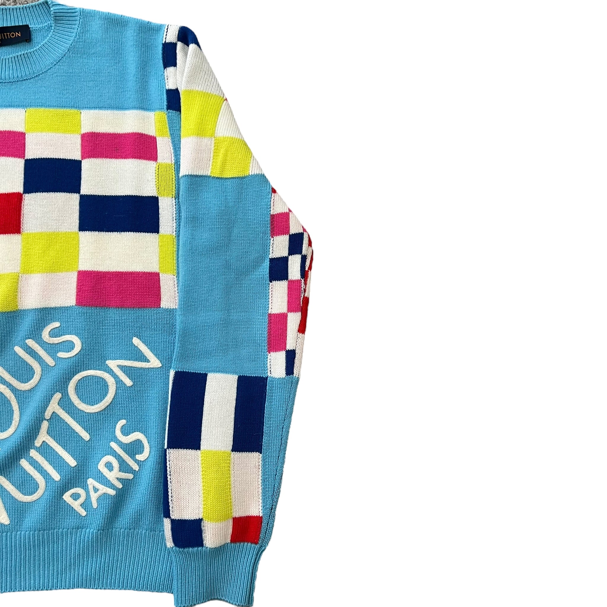 LOUIS VUITTON 2021SS Distorted Giant D'amier Crewneck Wool Knit Sweater