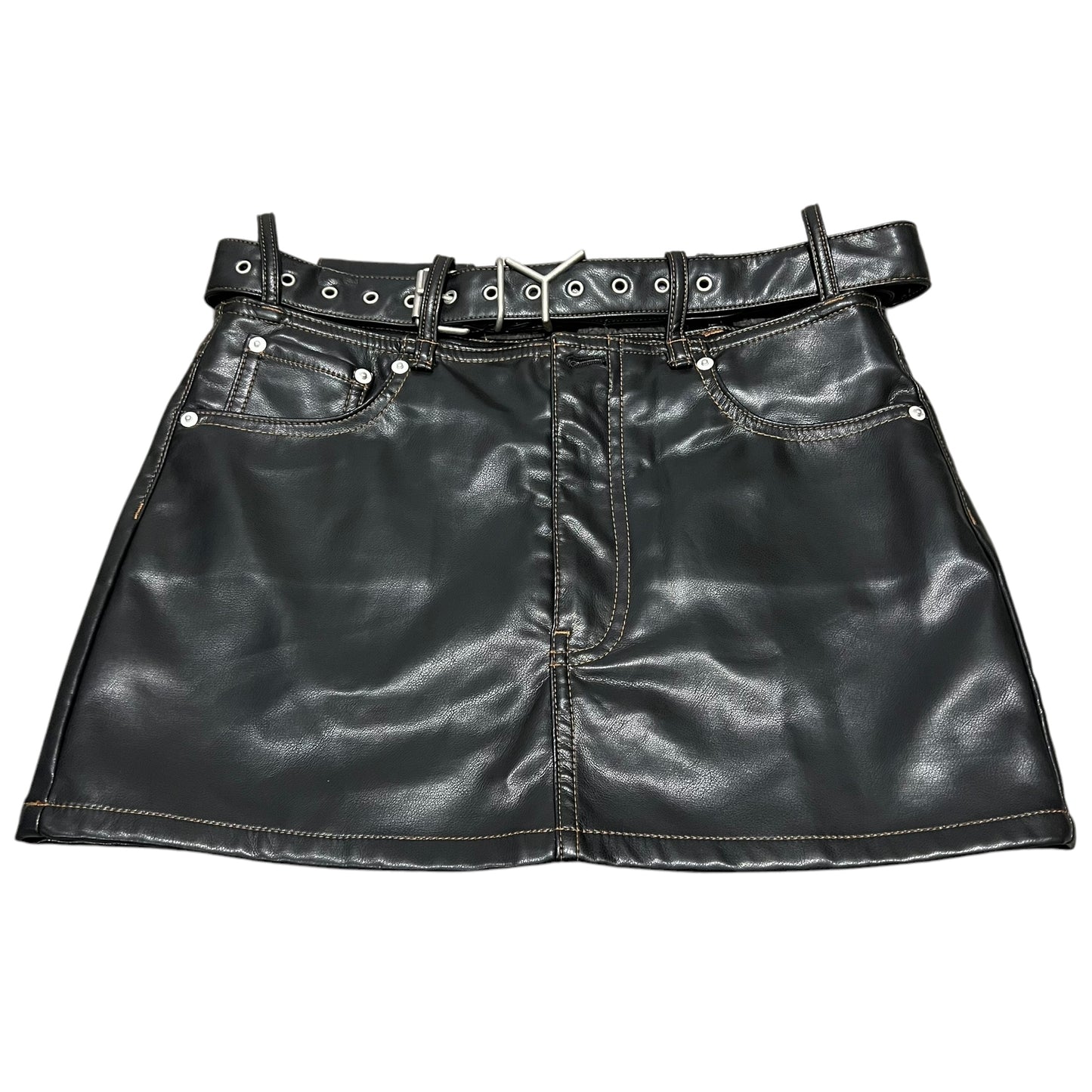 Y/PROJECT PVC Leather Belt Mini Skirts