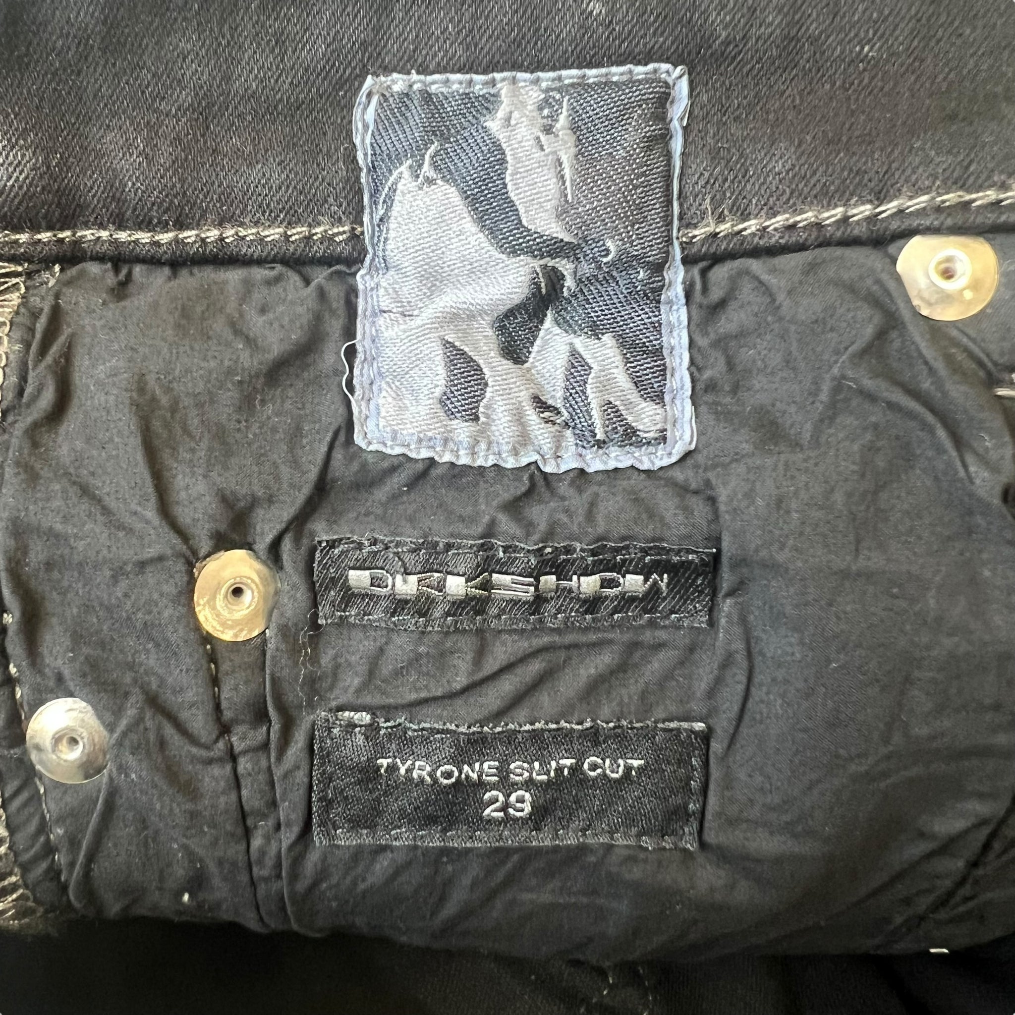 RICK OWENS 20AW DRKSHDW black wax coated tyrone slit cut SBW