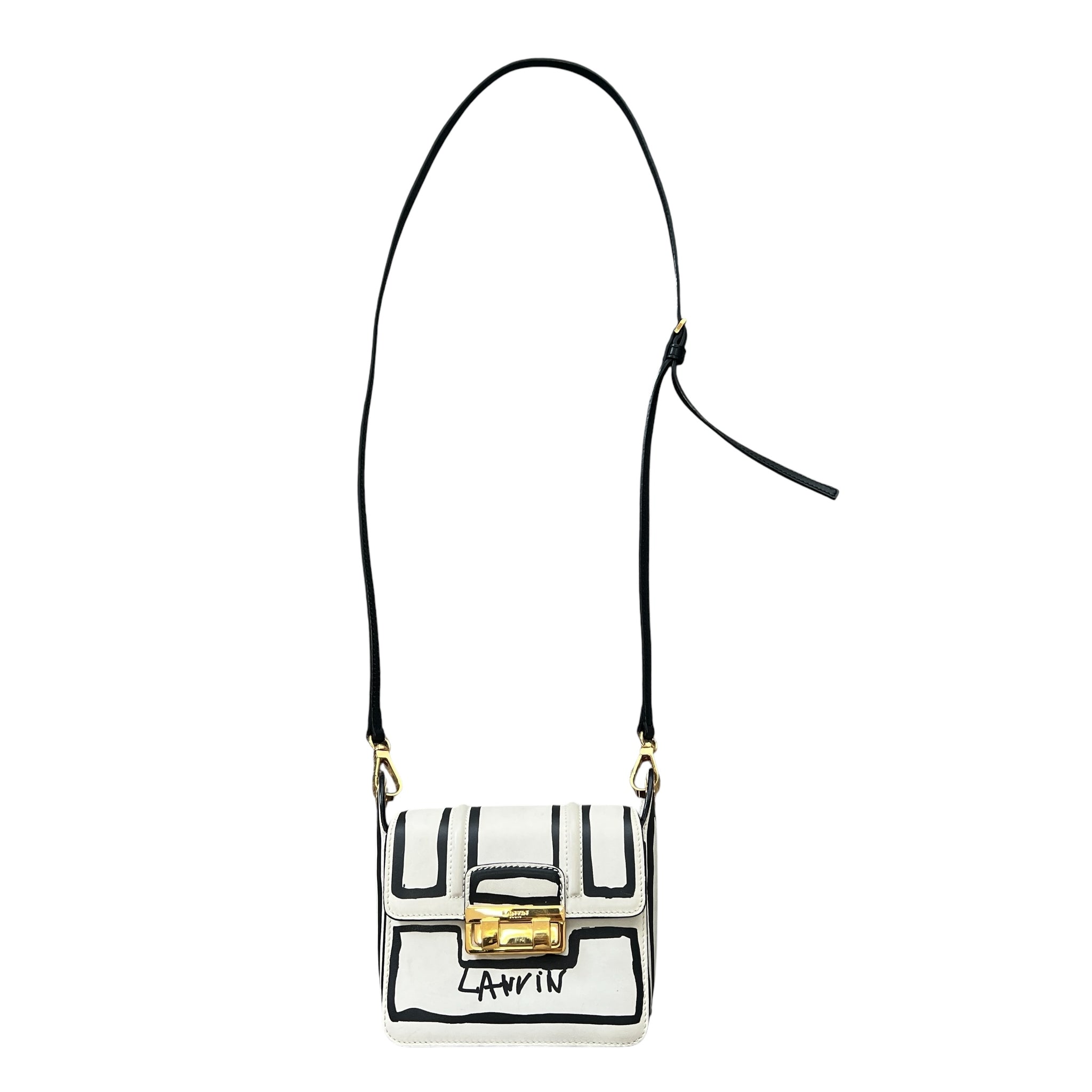 LANVIN 2016SS × Alber Elbaz  Trompe-l'oeil Graffitied Leather Shoulder Bag