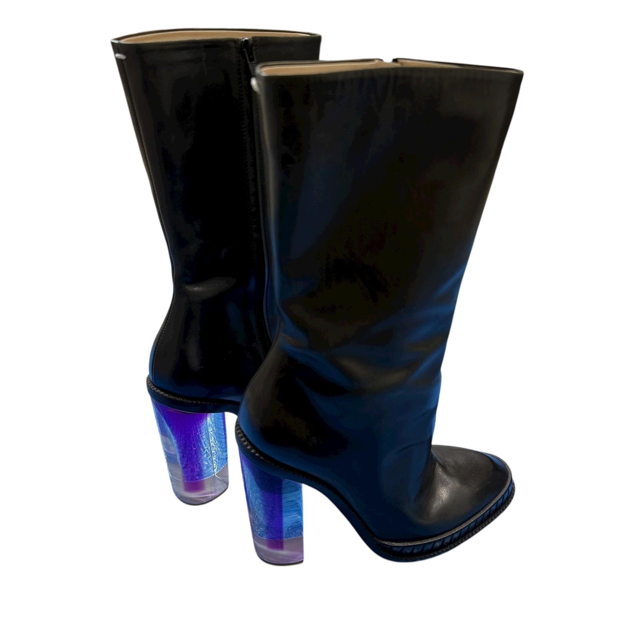 Maison Margiela Clear Heel Leather Boots Black