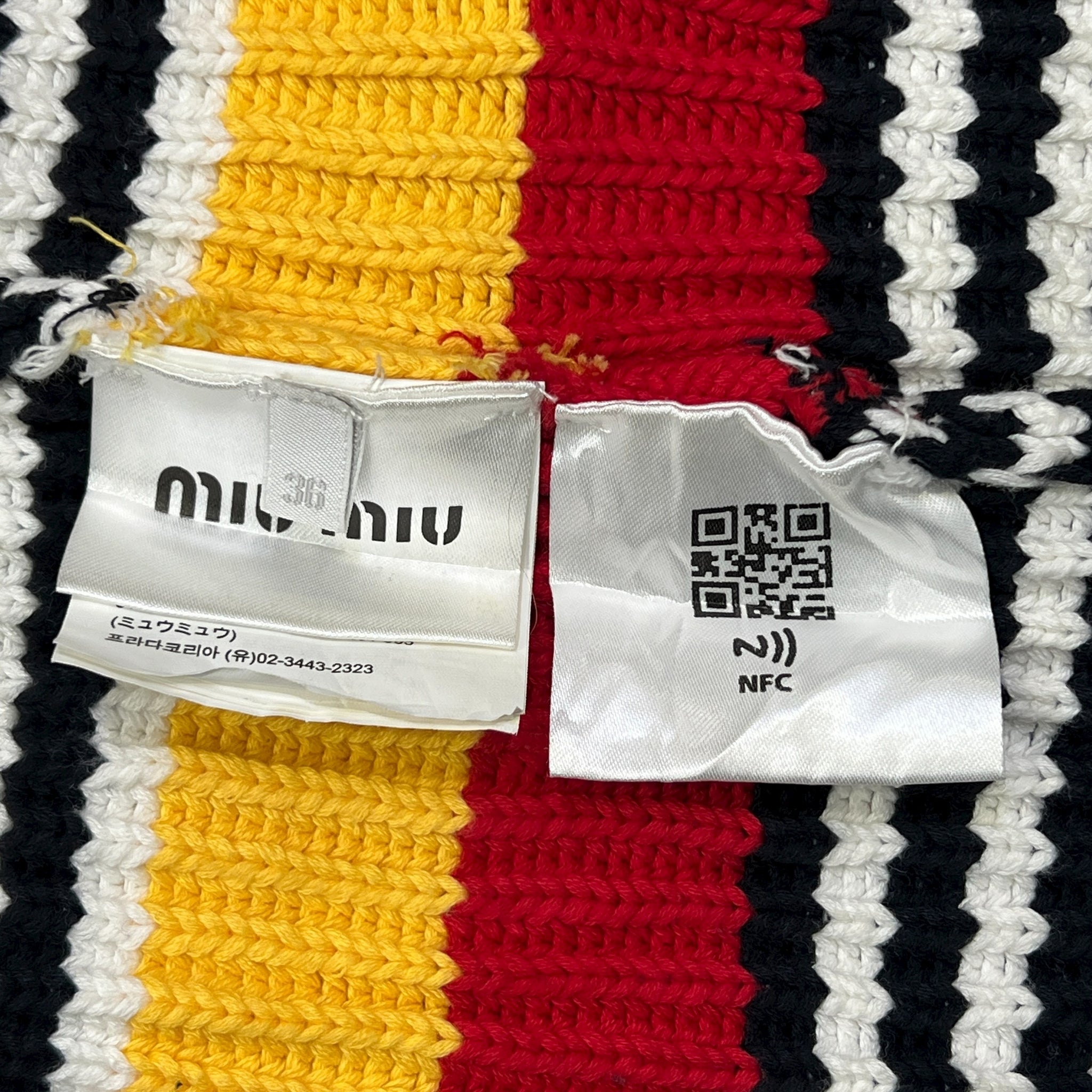 MIU MIU 2020AW Miuccia Prada Striped Mock Neck Cardigan