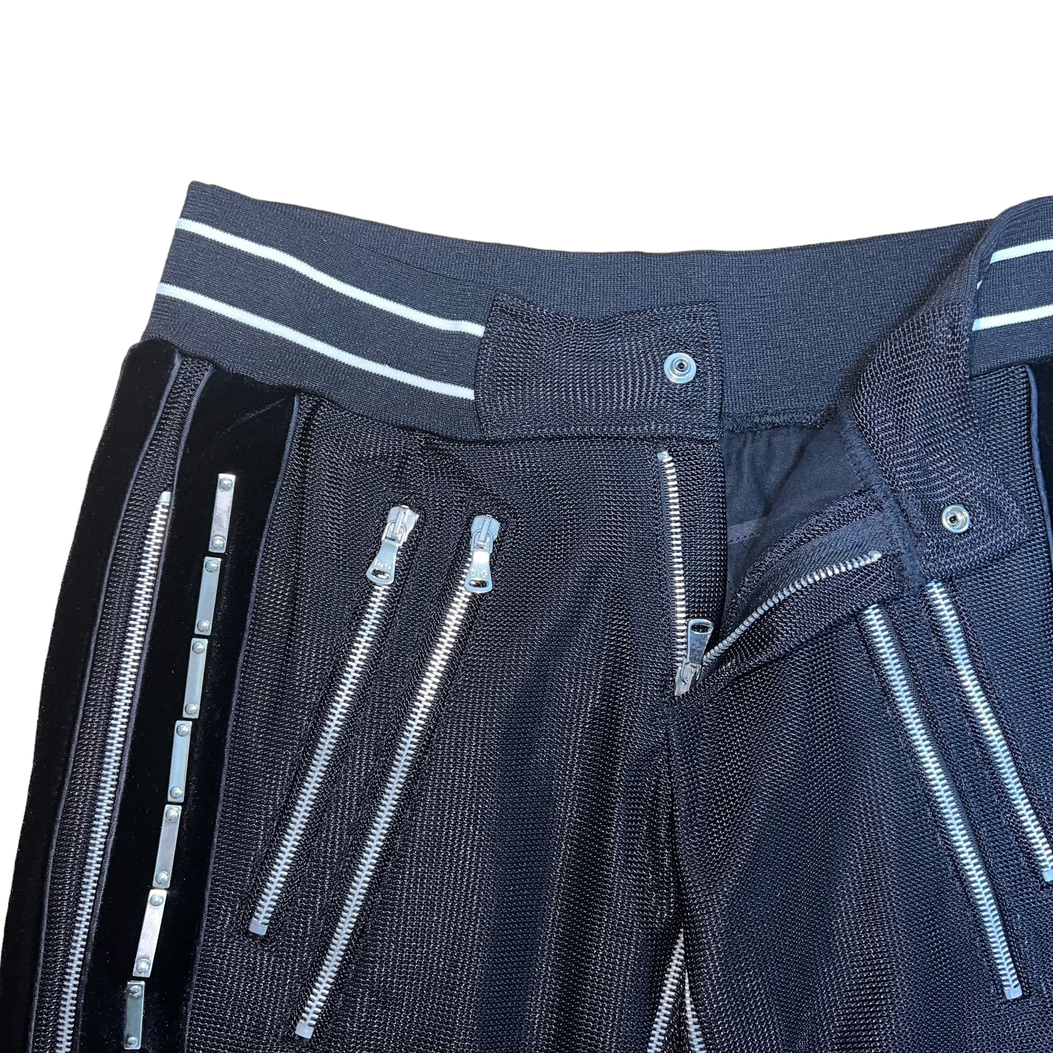 DOLCE&GABBANA 2001SS MULTI ZIP MESH TRACK PANTS