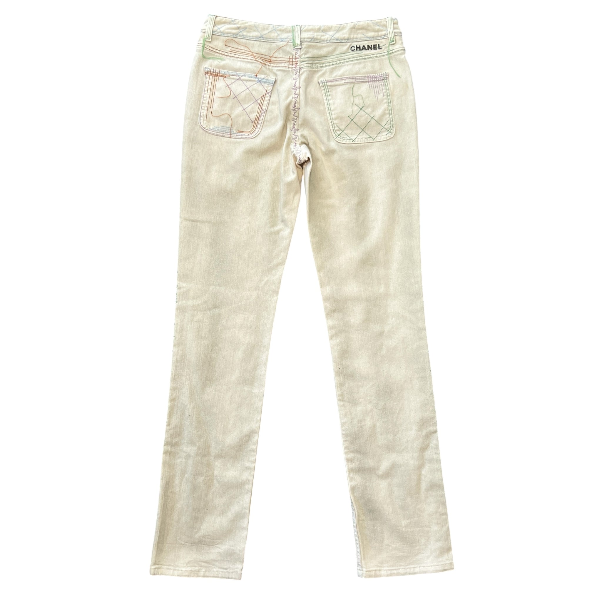 CHANEL Vintage Stitch Straight Denim Pants