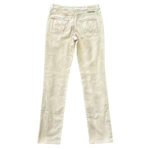 CHANEL Vintage Stitch Straight Denim Pants