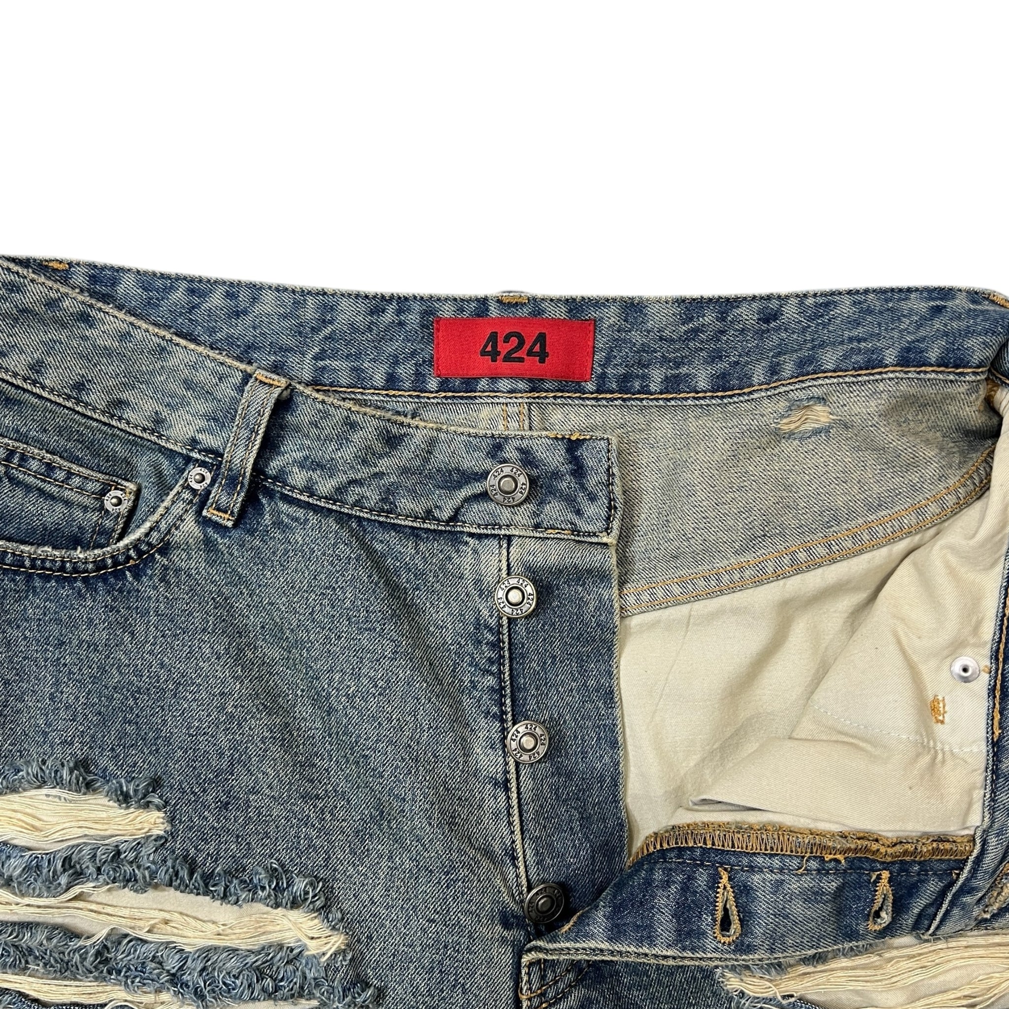 424 “Big Daddy” Destroyed Denim Shorts