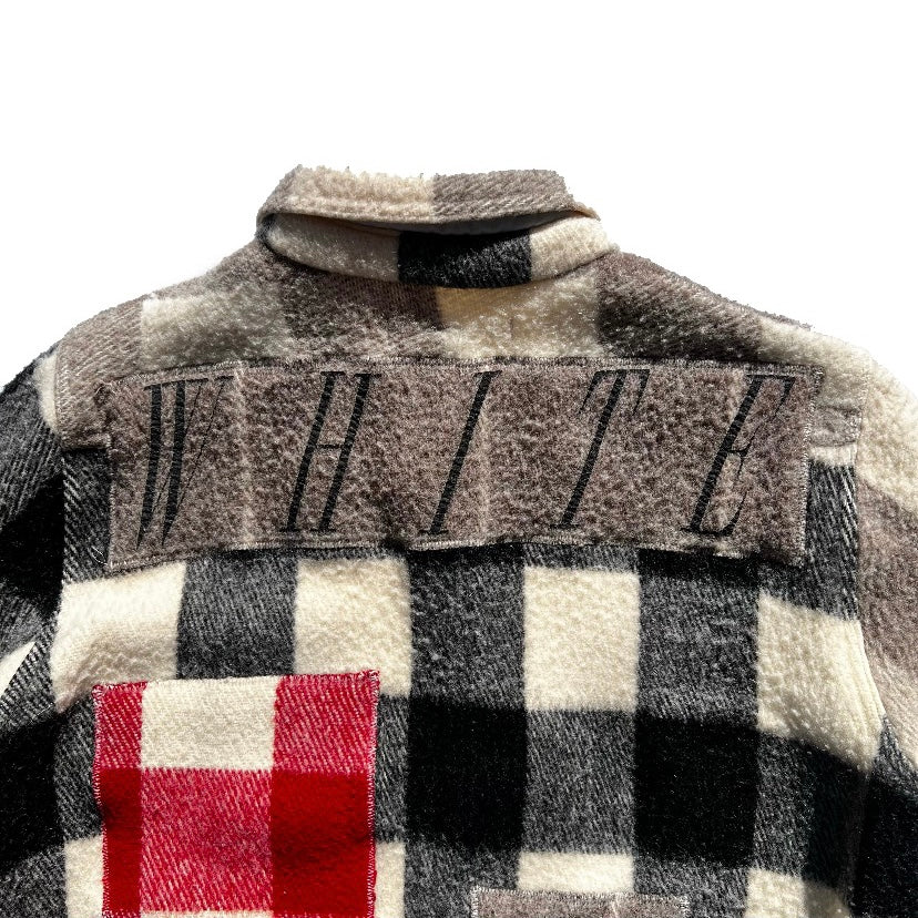 OFF WHITE 2016AW CHECK FLANNEL PATCHWORK WOOL COAT VIRGIL ABLOH