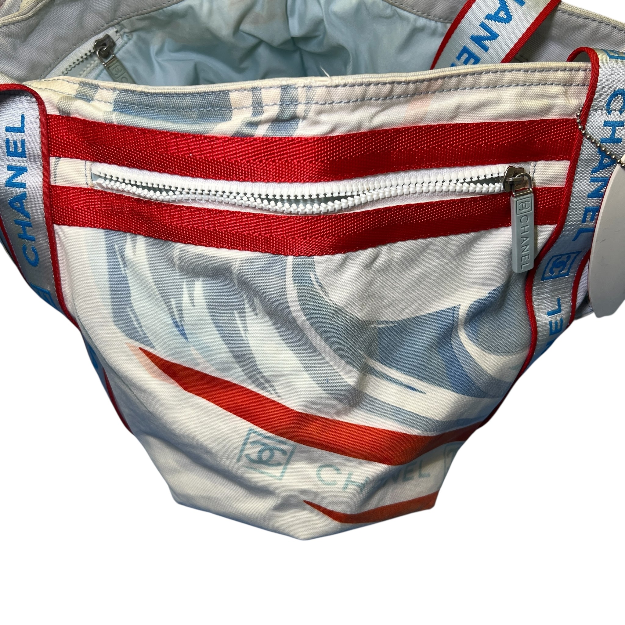 CHANEL " SPORTS / SURF LINE " High Summer Camellia Canvas Tote Bag Shoulder Bag