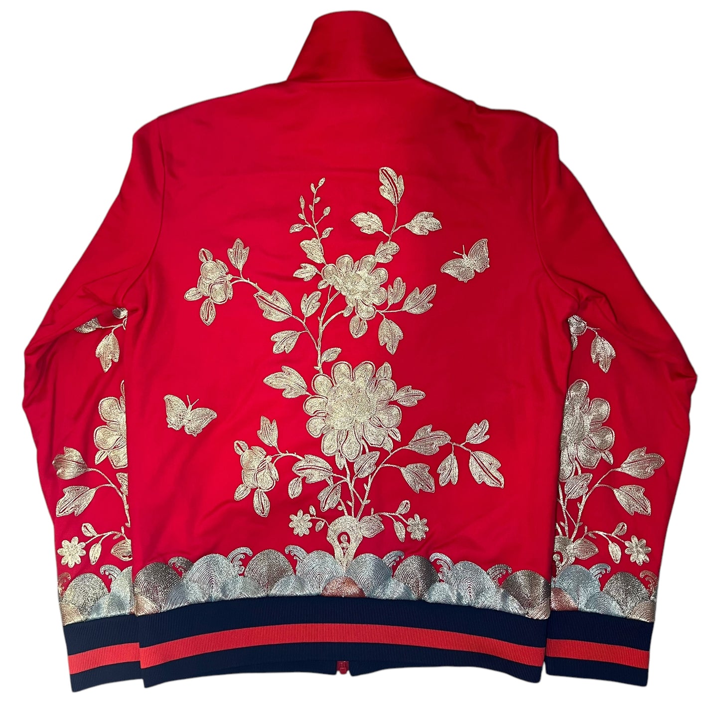 GUCCI Alessandro Michele Embroidered Floral Zip Jersey Sweatshirt