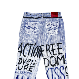 W&LT 1997AW GRAFFITI DENIM PANTS WHITE WALTER VAN BEIRENDONCK