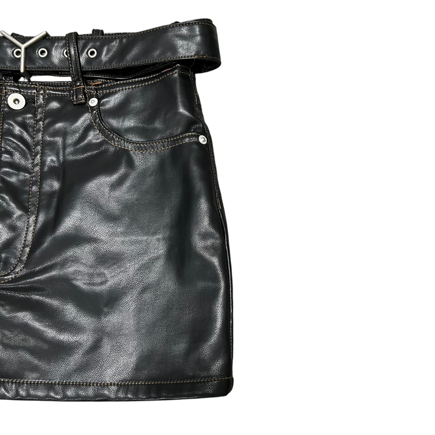 Y/PROJECT PVC Leather Belt Mini Skirts