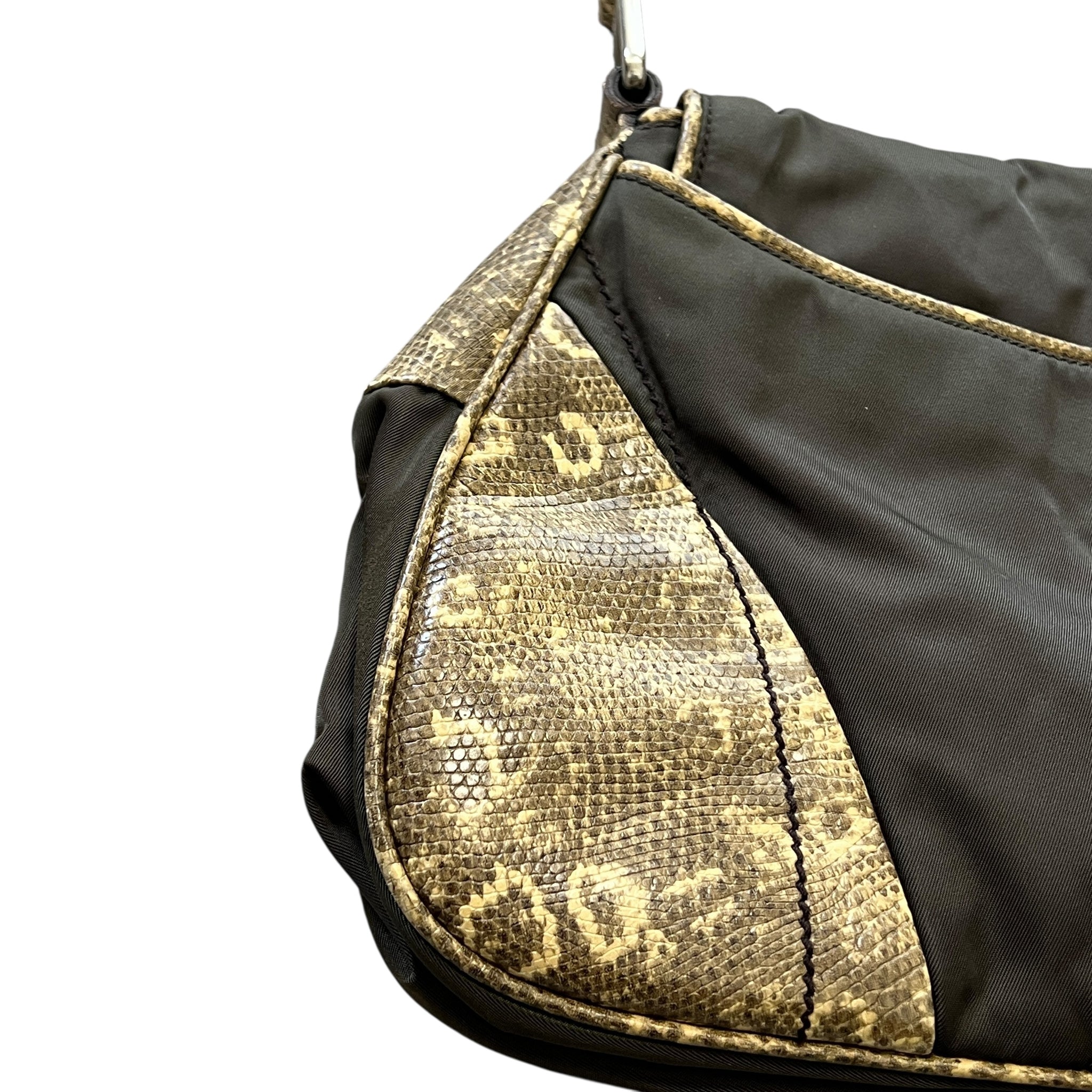 PRADA Vintage One Shoulder Bag Python Embossing  Tessuto Nylon × Leather